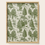 Bigfoot / Sasquatch Toile de Jouy in Forest Green Serving Tray Gallery Image 1