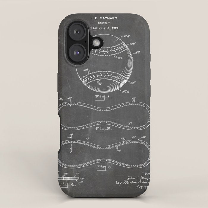 Baseball Patent - Softball Art - Black Chalkboard iPhone Case Gallery Image 1