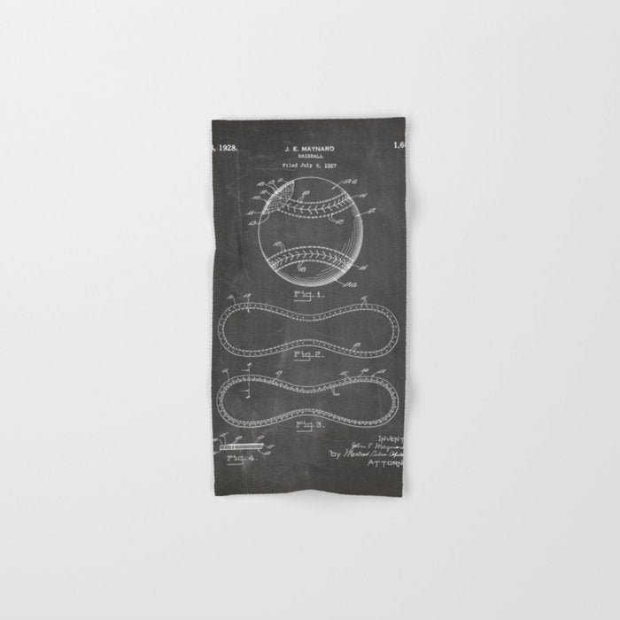 Baseball Patent - Softball Art - Black Chalkboard Towels Gallery Image 1