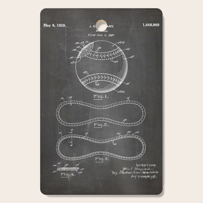 Baseball Patent - Softball Art - Black Chalkboard Cutting Board Gallery Image 1