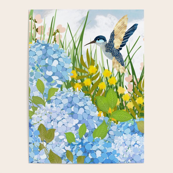 Hummingbird Summer Garden Poster Gallery Image 1