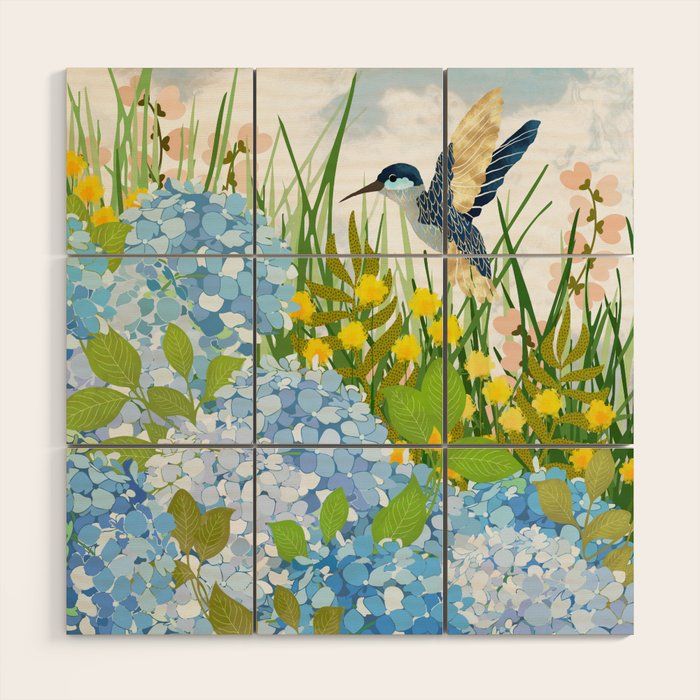 Hummingbird Summer Garden Wood Wall Art Gallery Image 1