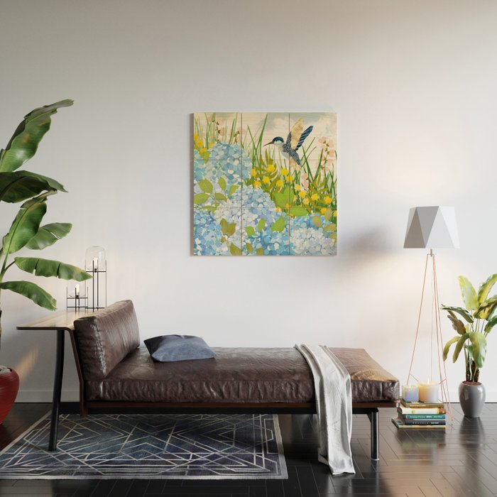 Hummingbird Summer Garden Wood Wall Art Gallery Image 2