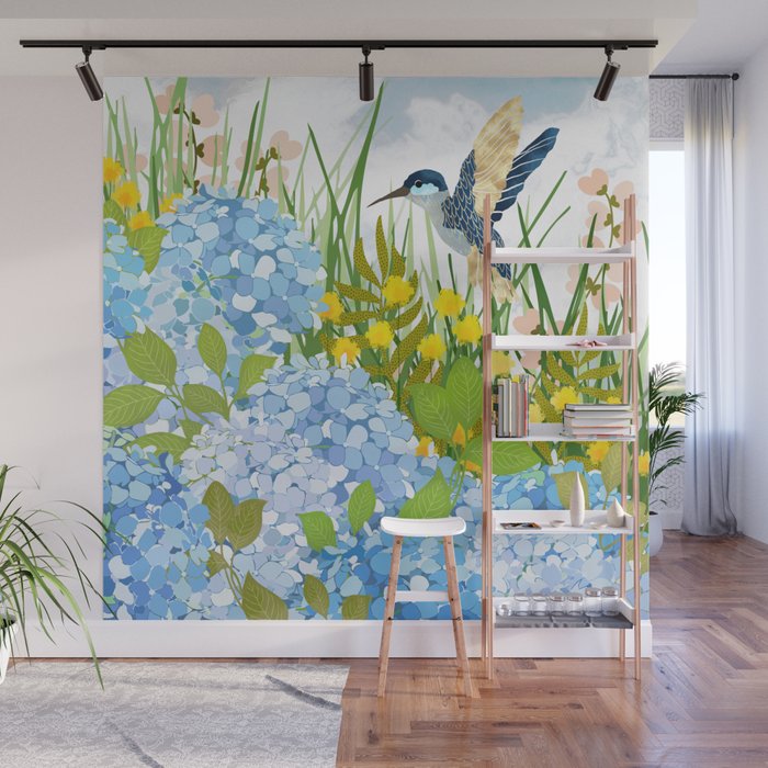 Hummingbird Summer Garden Wall Mural Gallery Image 1