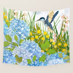 Hummingbird Summer Garden Wall Tapestry Gallery Image 4