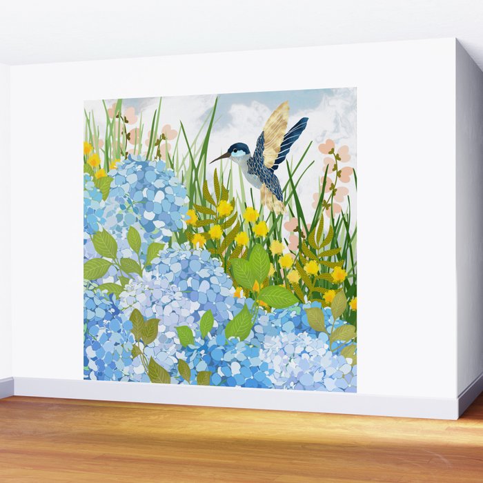 Hummingbird Summer Garden Wall Mural Gallery Image 2