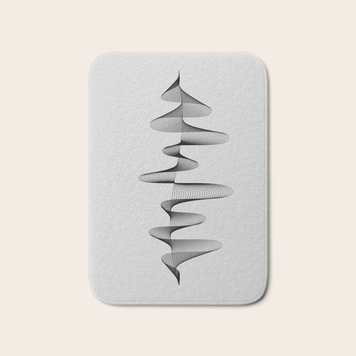 Abstract 80s Soundwave Art Music Audio black and white Musical design home wall bedroom decor Art Pr Bath Mat Gallery Image 1