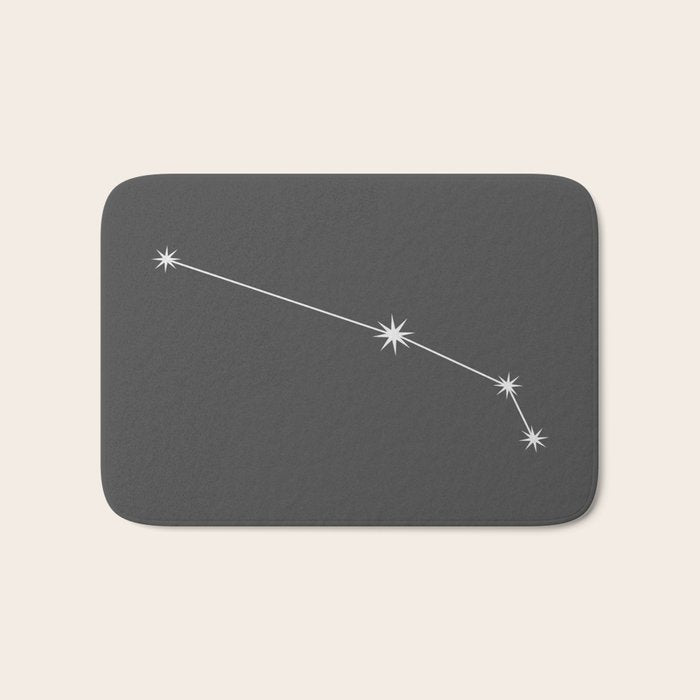 Aries Zodiac Star Constellation Line Art Grey Bath Mat Gallery Image 1