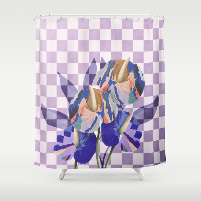 Modern artistic flowery tropical Shower Curtain Gallery Image 1