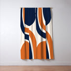 Abstract Shapes 66 in Vintage Orange and Navy Blue Window Curtain Gallery Image 3
