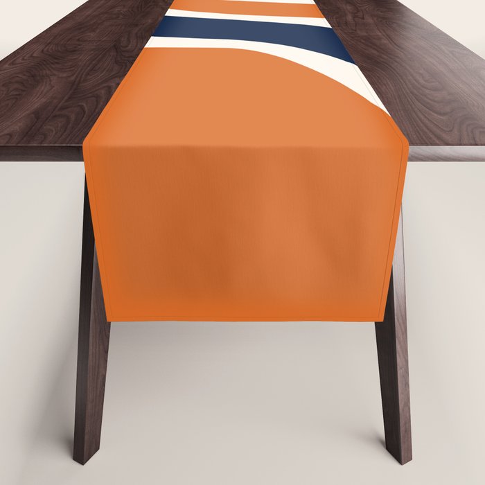Abstract Shapes 66 in Vintage Orange and Navy Blue Table Runner Gallery Image 1