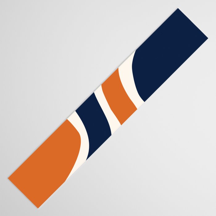 Abstract Shapes 66 in Vintage Orange and Navy Blue Table Runner Gallery Image 3