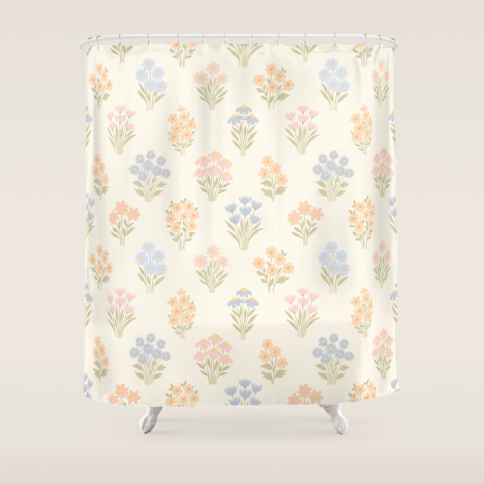 Pastel Wildflower Bouquets Shower Curtain Gallery Image 1