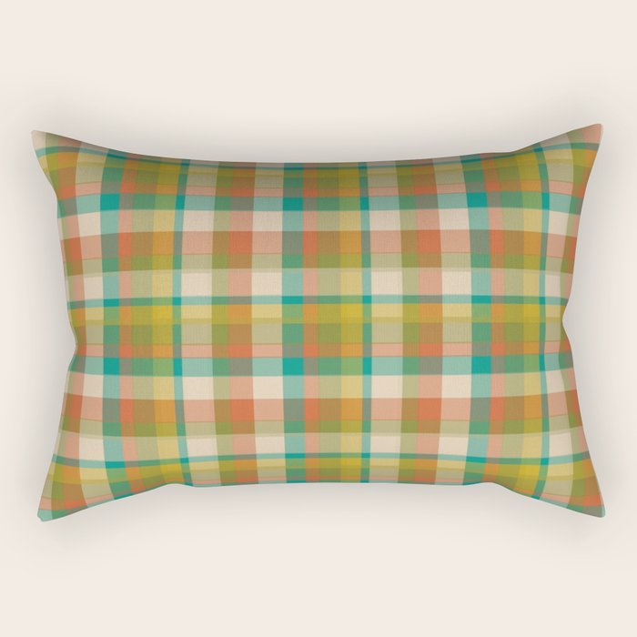 Retro Plaid Pattern in Vintage Colors Rectangular Pillow Gallery Image 2