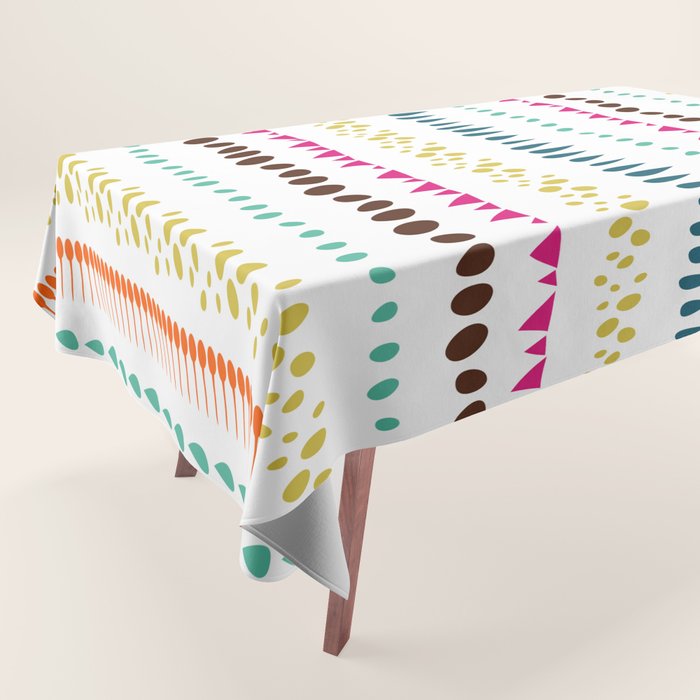 Modern colorful pink orange polka dots stripes patterns Tablecloth Gallery Image 1
