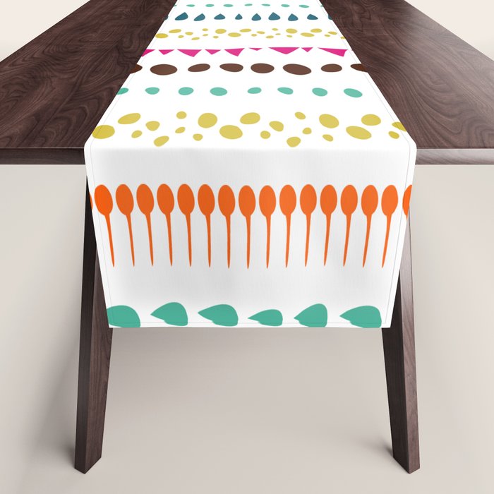 Modern colorful pink orange polka dots stripes patterns Table Runner Gallery Image 1