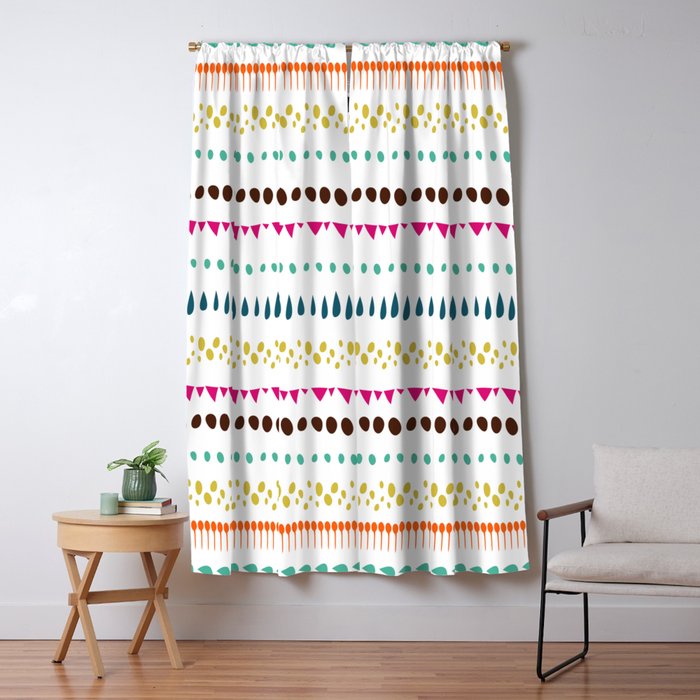 Modern colorful pink orange polka dots stripes patterns Window Curtain Gallery Image 5
