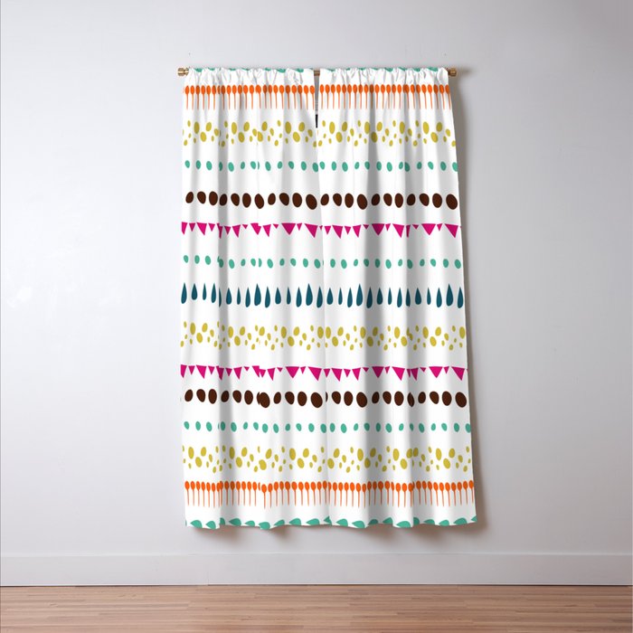 Modern colorful pink orange polka dots stripes patterns Window Curtain Gallery Image 3