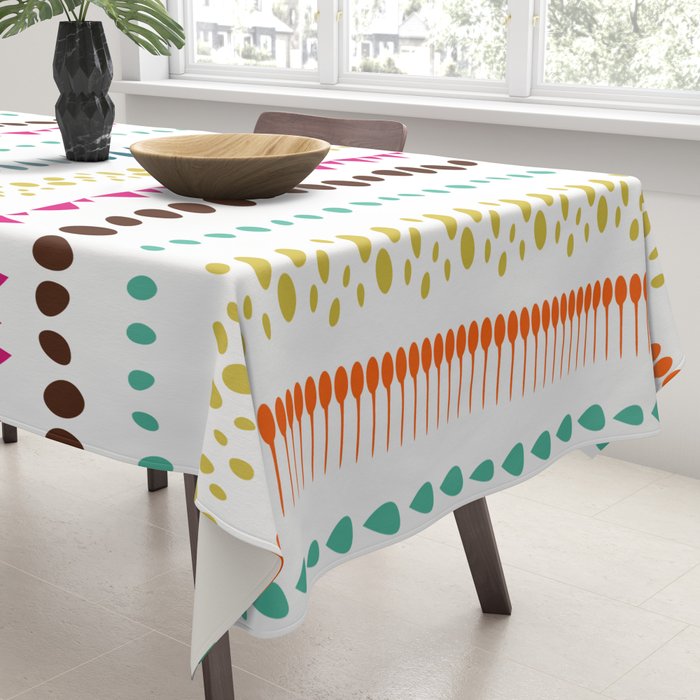 Modern colorful pink orange polka dots stripes patterns Tablecloth Gallery Image 3