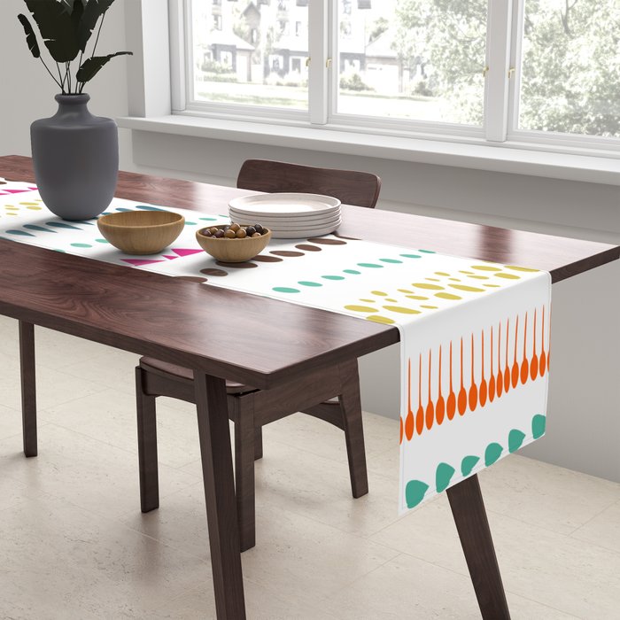 Modern colorful pink orange polka dots stripes patterns Table Runner Gallery Image 2