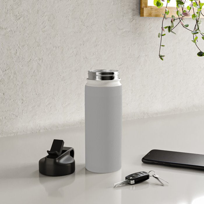 Light Gray Solid. Silver Minimalism Water Bottle Gallery Image 4