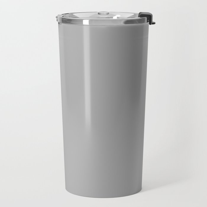 Light Gray Solid. Silver Minimalism Travel Mug Gallery Image 2