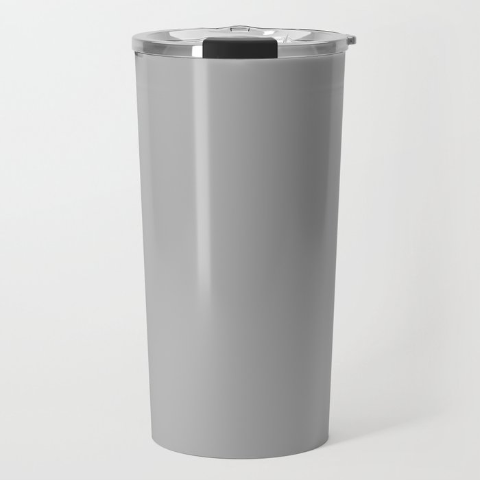 Light Gray Solid. Silver Minimalism Travel Mug Gallery Image 1