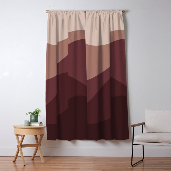 Abstract Color Waves VI Neutral Red Tones Window Curtain Gallery Image 5