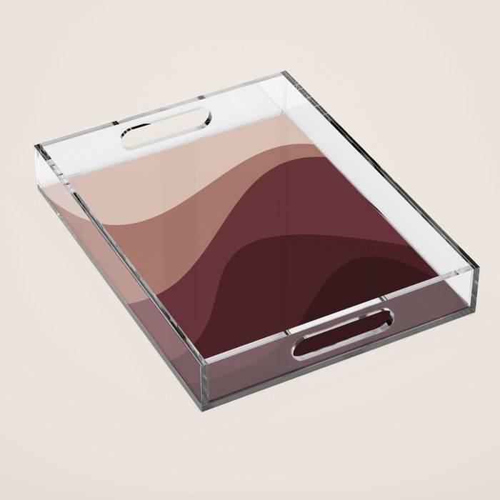 Abstract Color Waves VI Neutral Red Tones Acrylic Tray Gallery Image 1