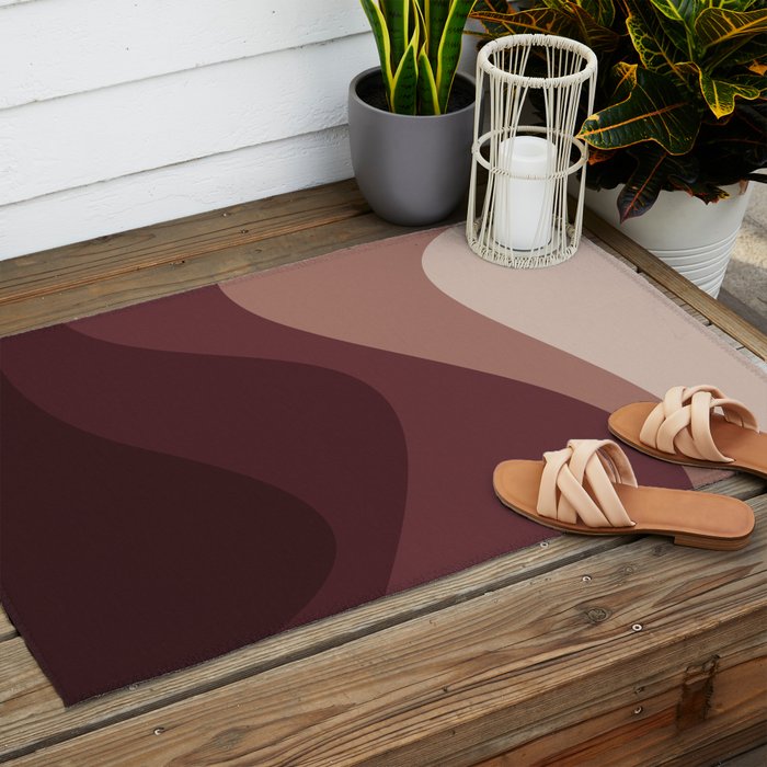 Abstract Color Waves VI Neutral Red Tones Outdoor Rug Gallery Image 2