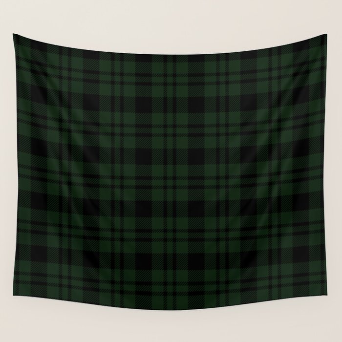 Plaid (Dark green) Wall Tapestry Gallery Image 1