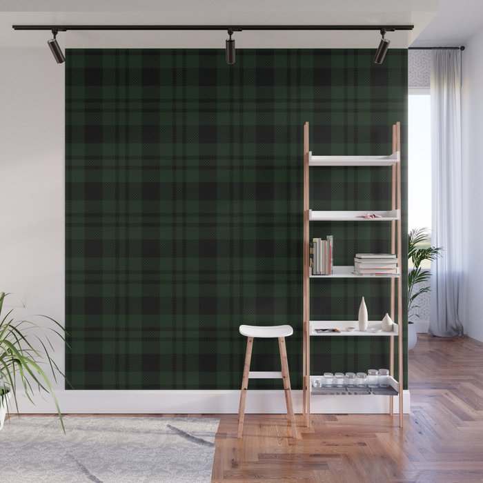 Plaid (Dark green) Wall Mural Gallery Image 1