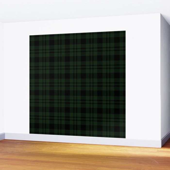 Plaid (Dark green) Wall Mural Gallery Image 2