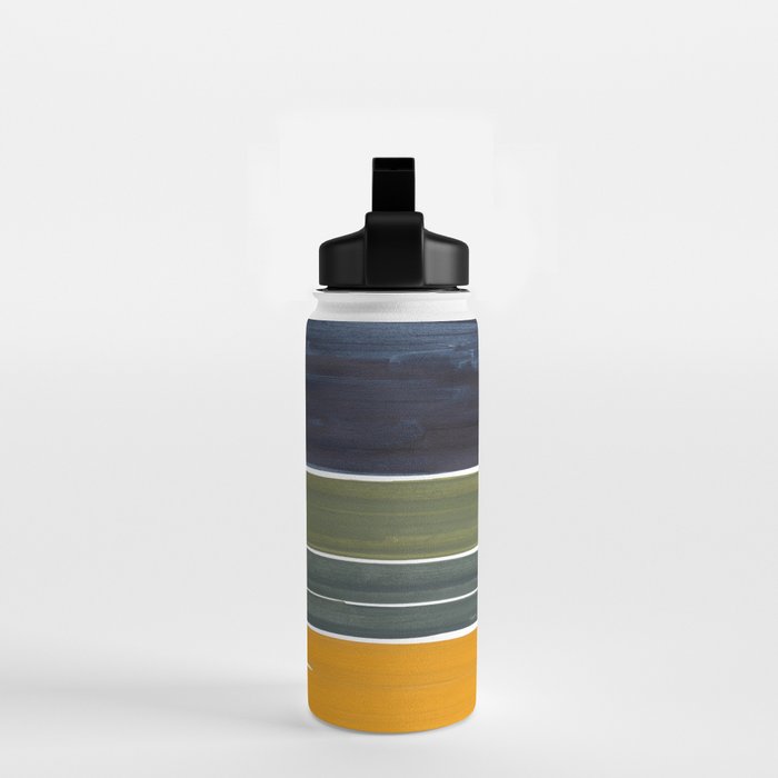 Late November Rothko Inspired Colorful Stripes Navy Blue Olive Green Yellow Water Bottle Gallery Image 2