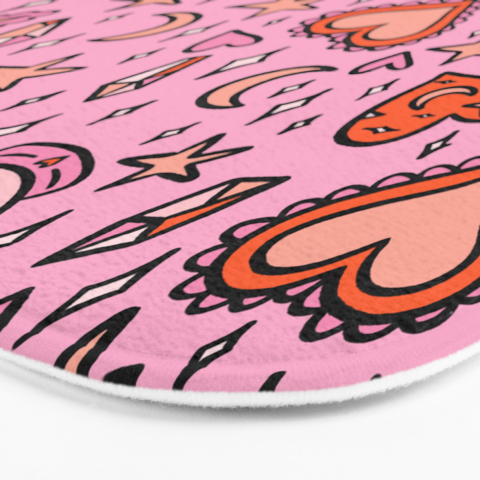 Love Witch Print in Pink Bath Mat Gallery Image 3