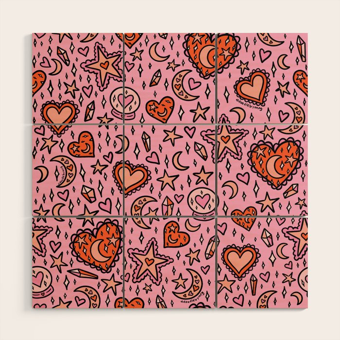 Love Witch Print in Pink Wood Wall Art Gallery Image 1