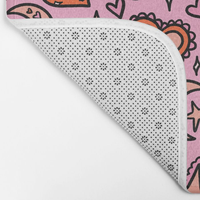 Love Witch Print in Pink Bath Mat Gallery Image 2
