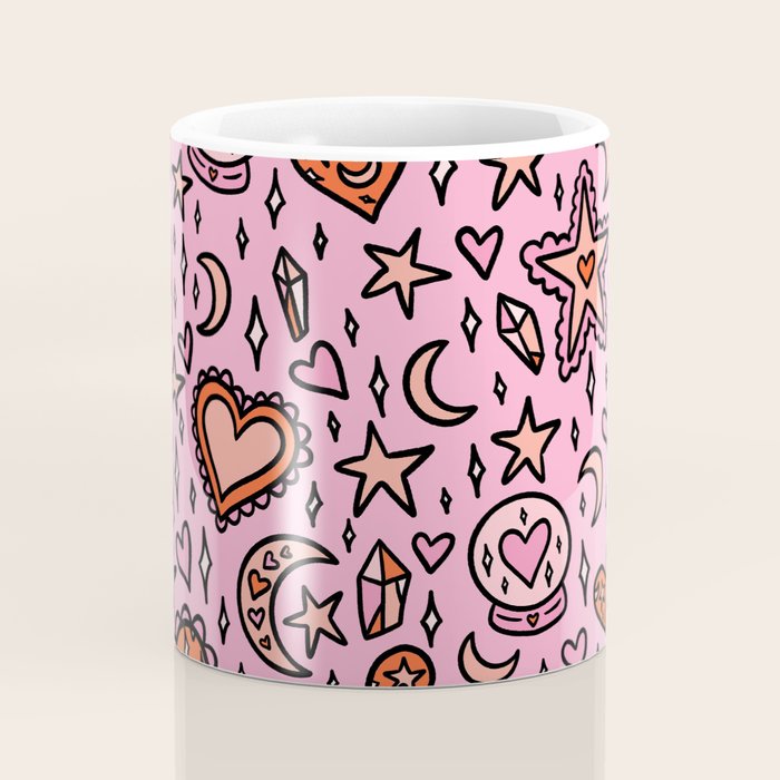 Love Witch Print in Pink Coffee Mug Gallery Image 4