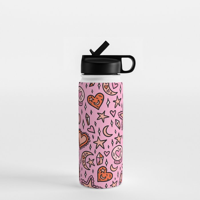 Love Witch Print in Pink Water Bottle Gallery Image 1