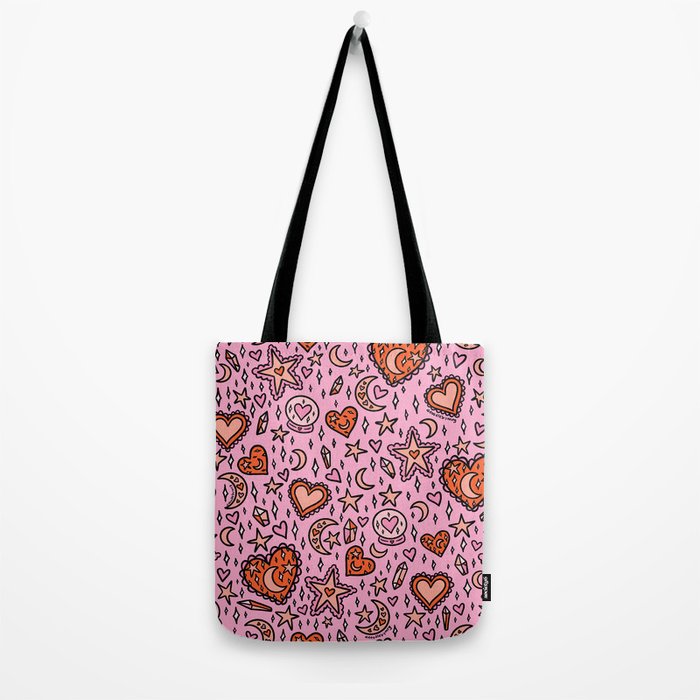 Love Witch Print in Pink Tote Bag Gallery Image 2