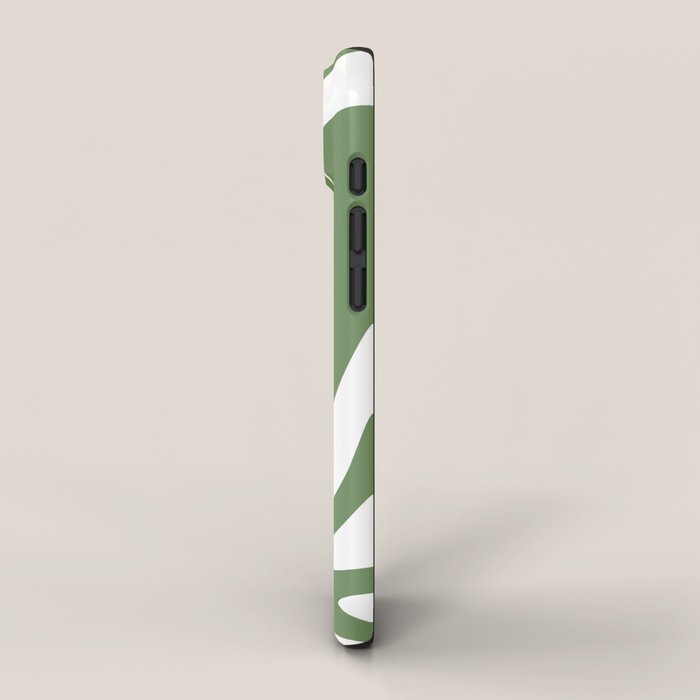 Retro Liquid Swirl Contemporary Abstract Pattern 2 in Fern Green and White iPhone Case Gallery Image 2