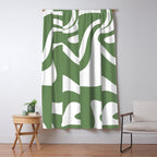 Retro Liquid Swirl Contemporary Abstract Pattern 2 in Fern Green and White Window Curtain Gallery Image 5