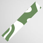 Retro Liquid Swirl Contemporary Abstract Pattern 2 in Fern Green and White Table Runner Gallery Image 3