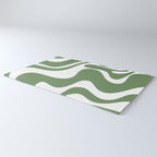 Retro Liquid Swirl Contemporary Abstract Pattern 2 in Fern Green and White Rug Gallery Image 3