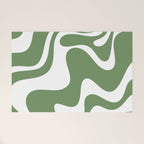 Retro Liquid Swirl Contemporary Abstract Pattern 2 in Fern Green and White Welcome Mat Gallery Image 1