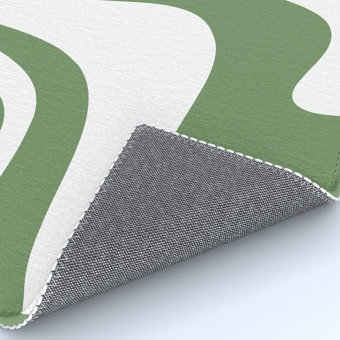 Retro Liquid Swirl Contemporary Abstract Pattern 2 in Fern Green and White Rug Gallery Image 4