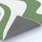 Retro Liquid Swirl Contemporary Abstract Pattern 2 in Fern Green and White Rug Gallery Image 4