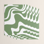 Retro Liquid Swirl Contemporary Abstract Pattern 2 in Fern Green and White Wrapping Paper Gallery Image 3