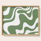 Retro Liquid Swirl Contemporary Abstract Pattern 2 in Fern Green and White Serving Tray Gallery Image 1