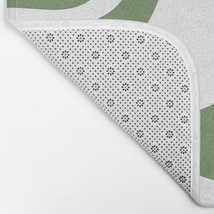 Retro Liquid Swirl Contemporary Abstract Pattern 2 in Fern Green and White Bath Mat Gallery Image 2